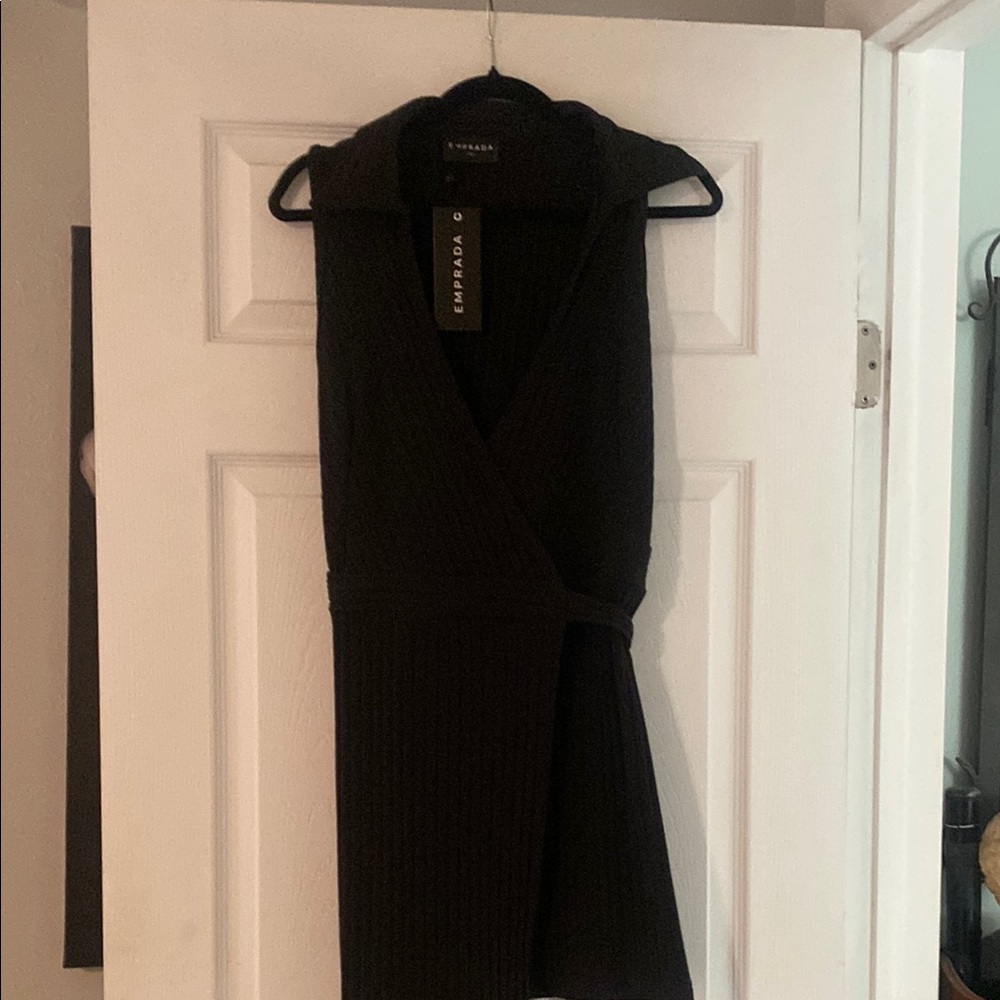 EmPrada Black wrap Mini Dress V-Neck Sleeveless